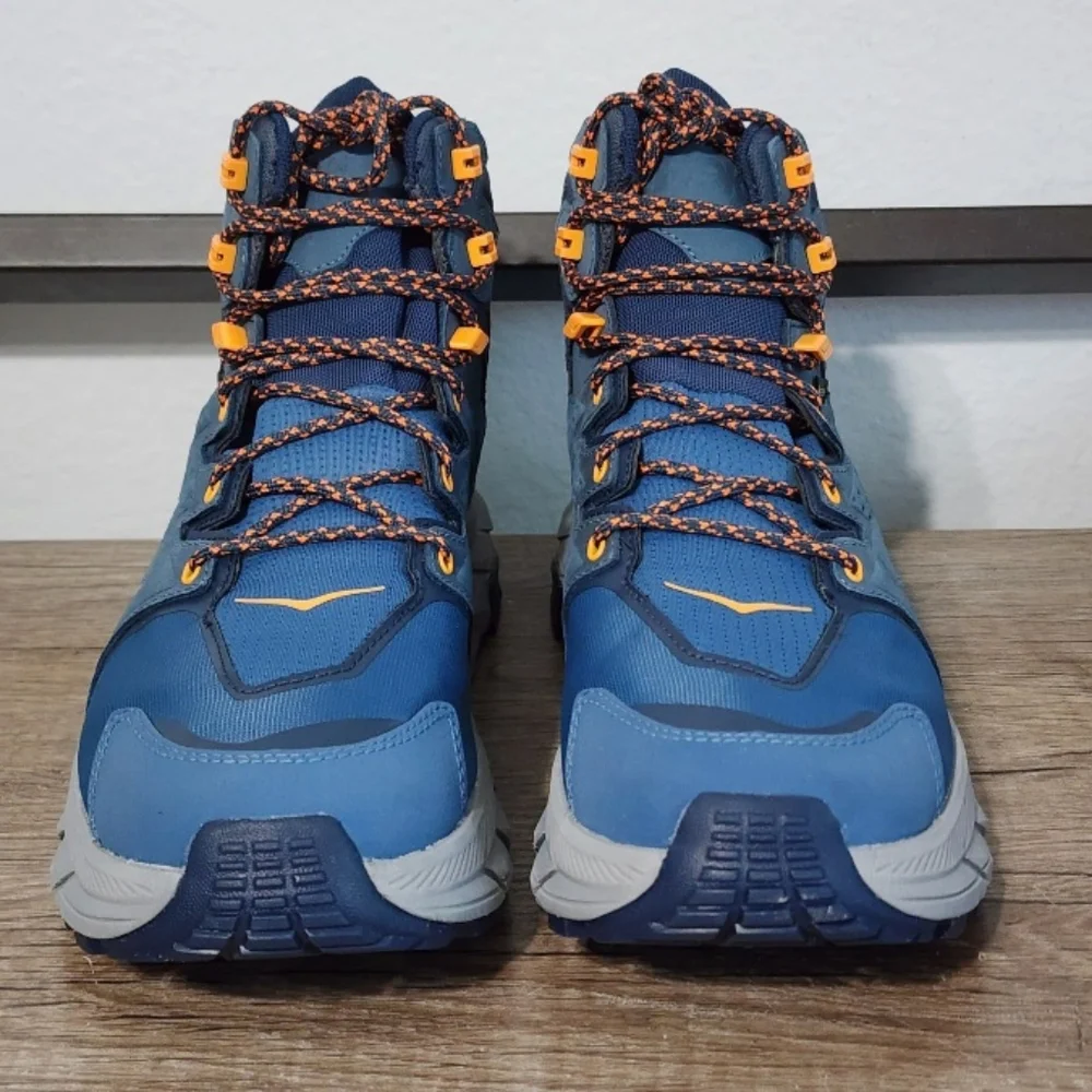 Hoka One One Blue with Orange Accent Trail Boots